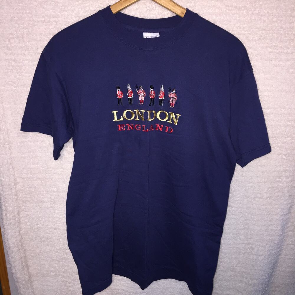 London Tee  100% cotton Medium Dark Blue with flaws **